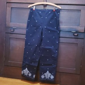 Talbots embroidered navy capris